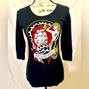 ***DEADSTOCK** Sourpuss Homeward Bound Scoop Neck Rockabilly Pinup Style Top